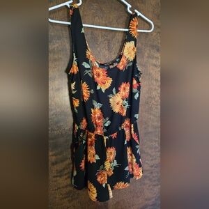 Forever 21 Black and Orange Floral Romper